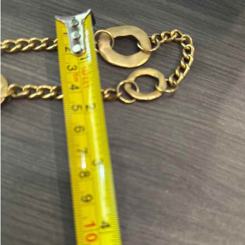 Chain Belt Womens OS Gold Excellent Hammered Link Modernist 36in
